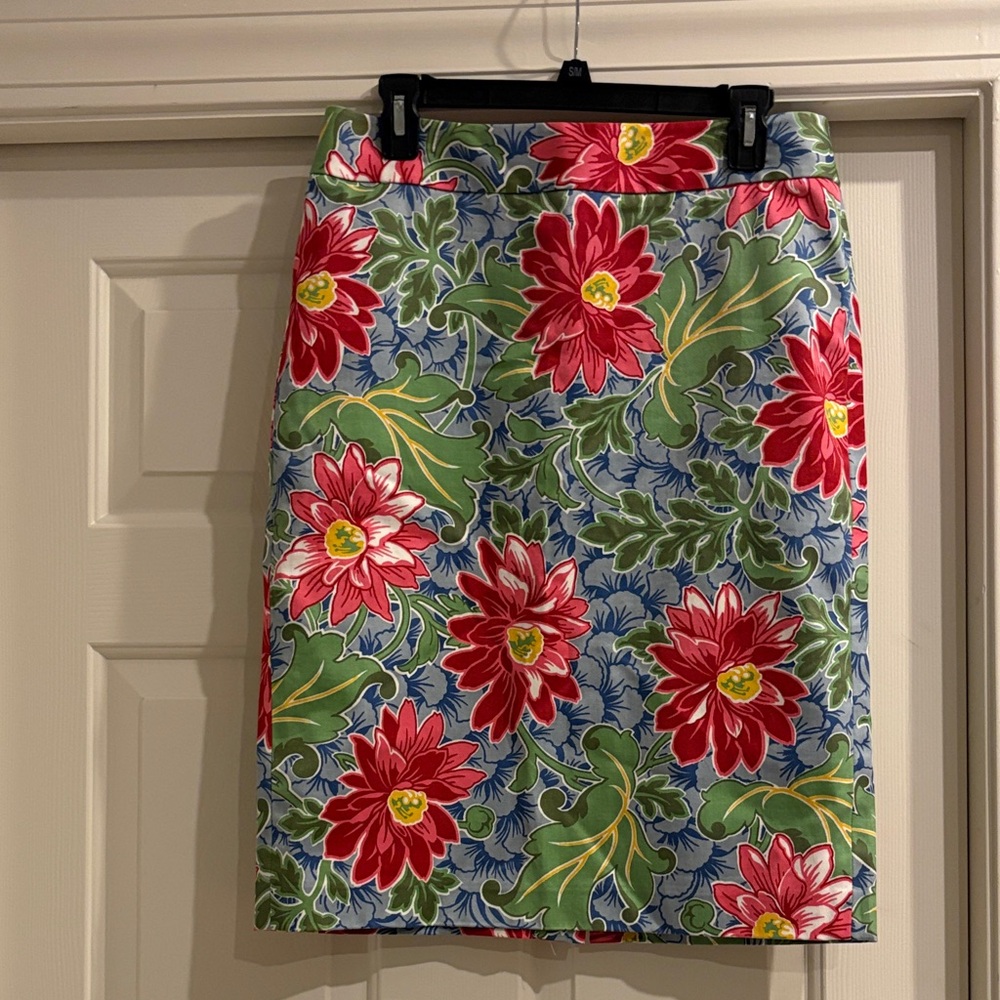 Talbots Floral Pencil Skirt - Red, Green, and Blue